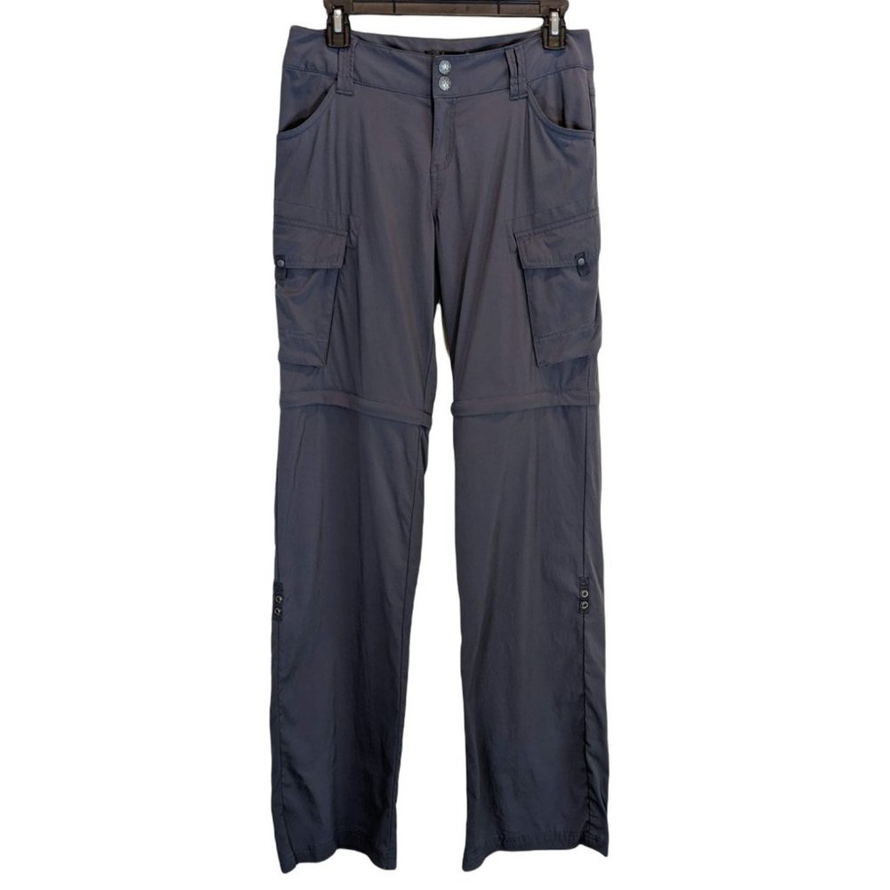 prAna Grey Sage Roll Up Convertible Zip Off Cargo Pants Women's Size 8 Tall